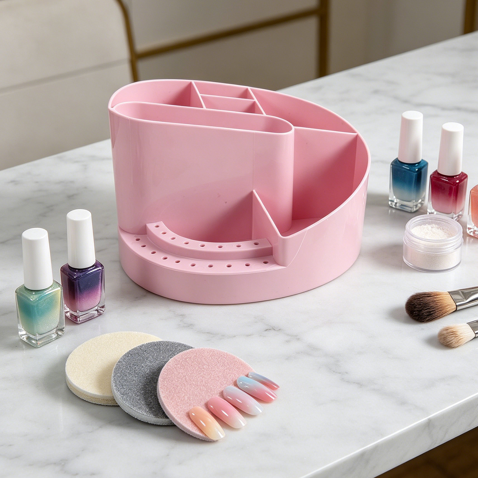 Tech Accessories Desk - Kotak Penyimpanan Organizer Kuku 7 Kompartemen