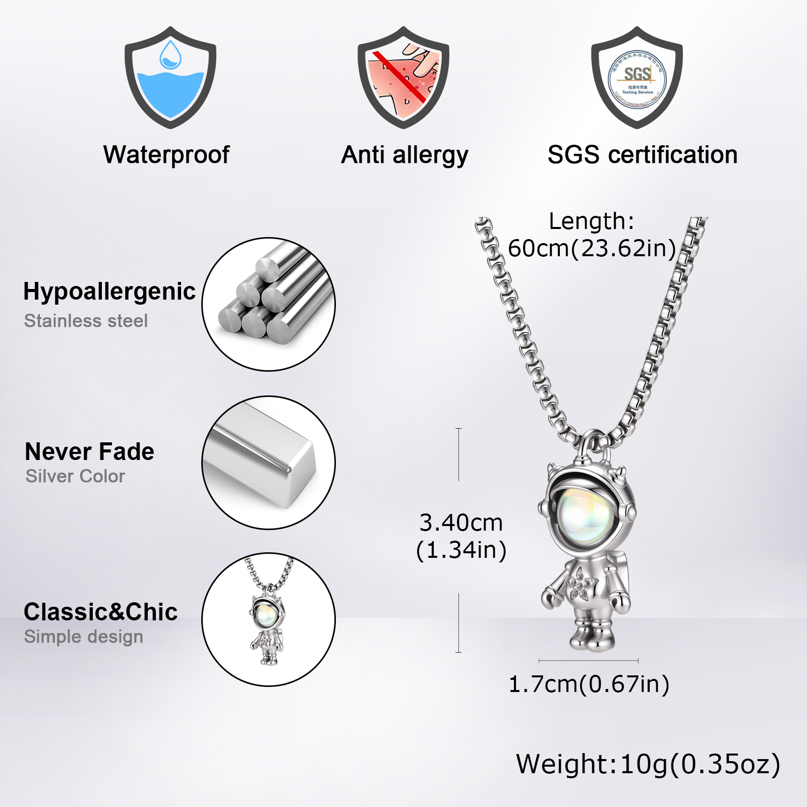 Kalung Liontin Astronot Vnox d - Tech Wear Accessories ulasan dan harga